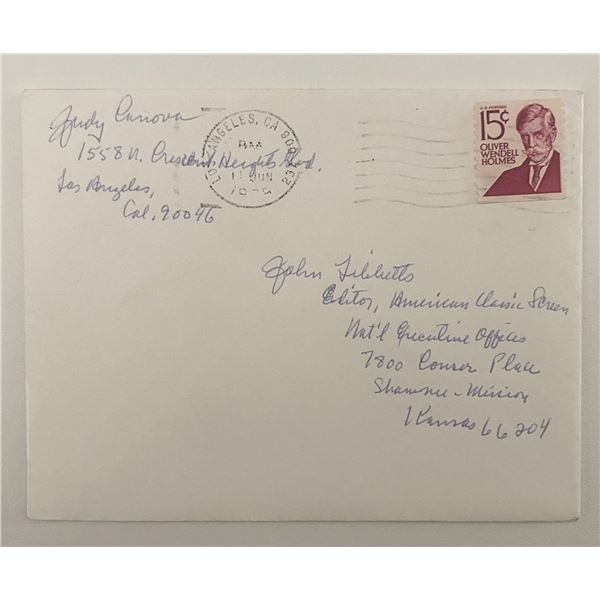Judy Canova signed envelope. 4x5inches