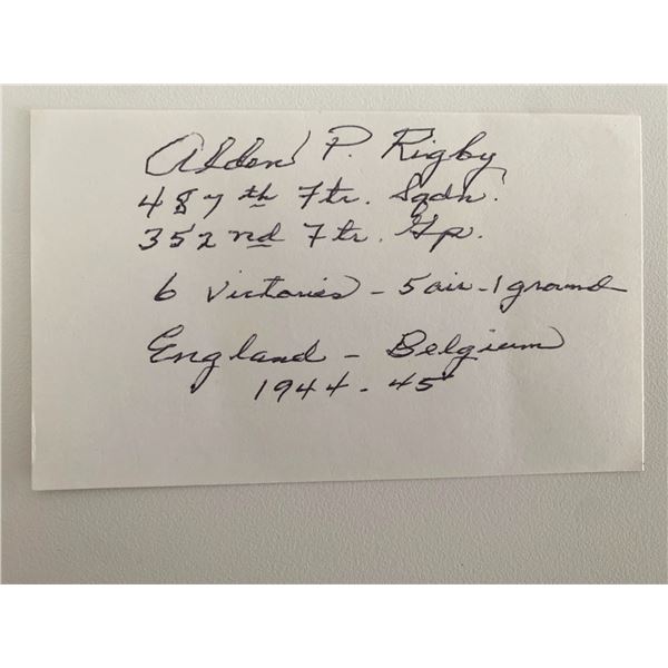 Alden P. Rigby signed note