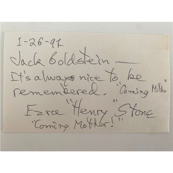 Ezra Henry Stone signed note