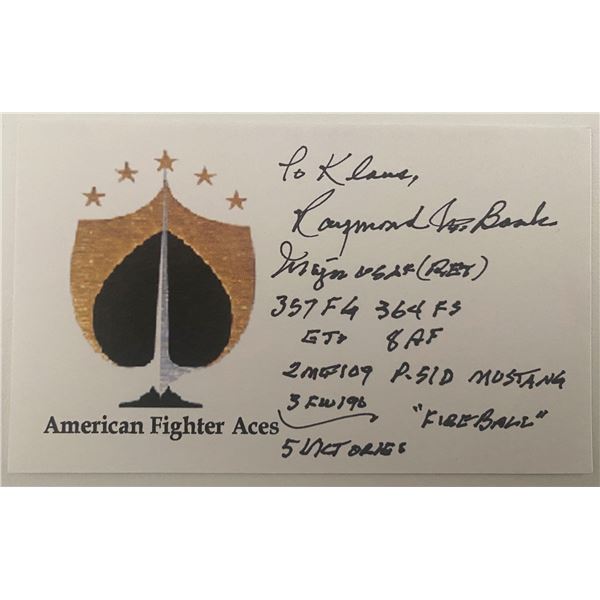 WWII USAF Flying Ace Major Raymond Bank Signed Note