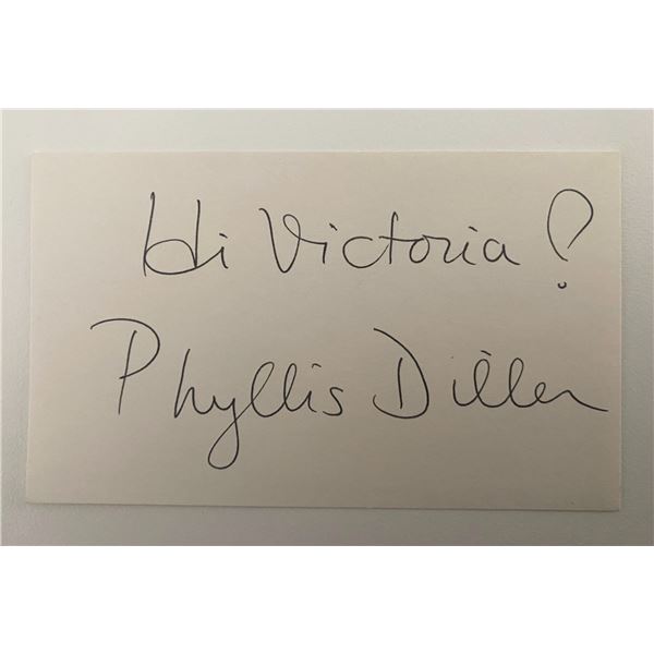Phyllis Diller signed note