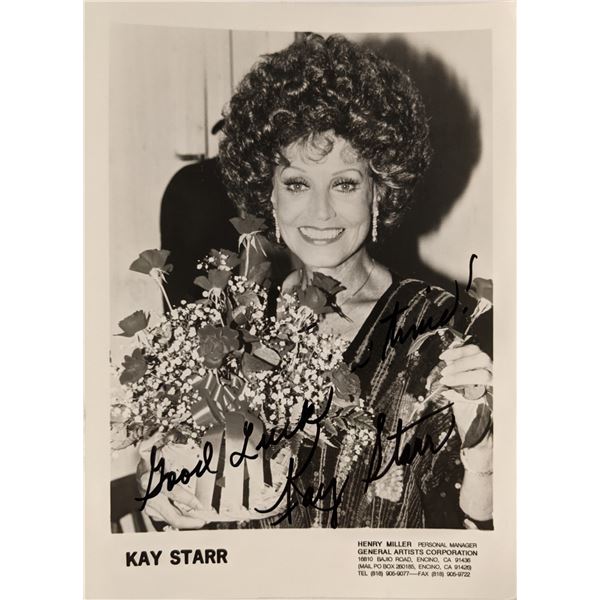 Pop Singer Kay Starr Signed Photo