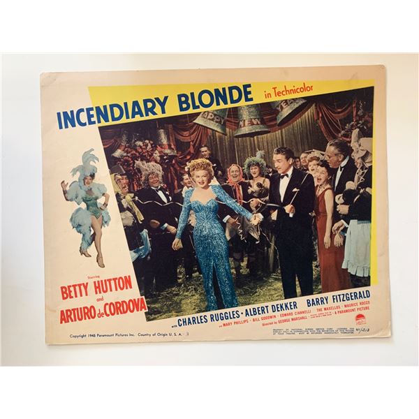 Incendiary Blonde original 1945 vintage lobby card