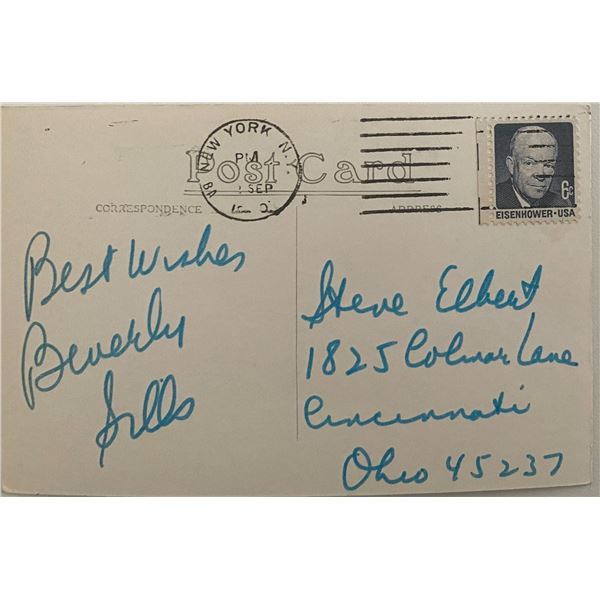 Beverly Sills signed postcard