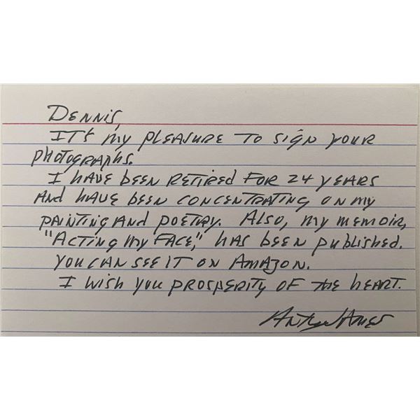 Actor Anthony James signed note