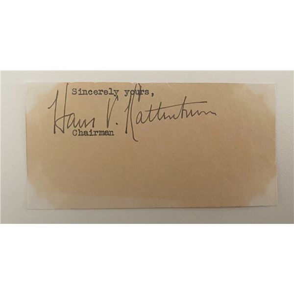 Radio Commentator Hans Kaltenborn original signature