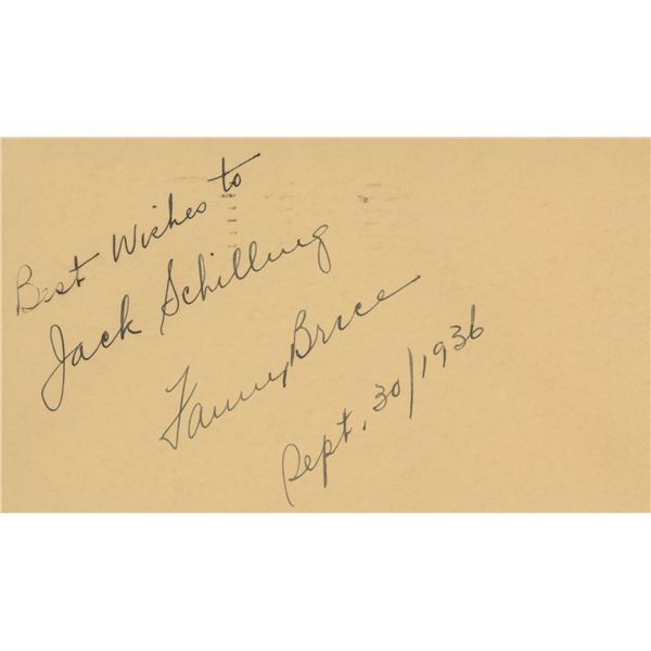 Fanny Brice signed note