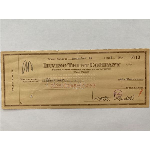 Walter Winchell signed check
