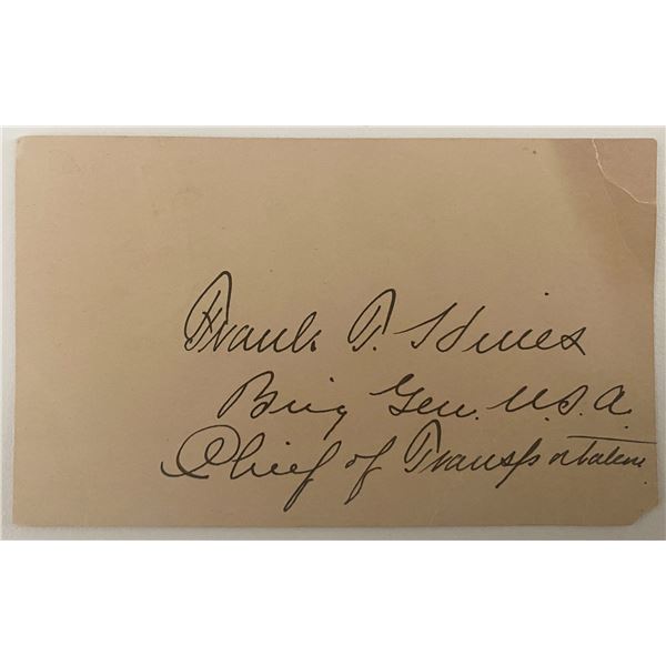 US Military Frank T. Hines signed note