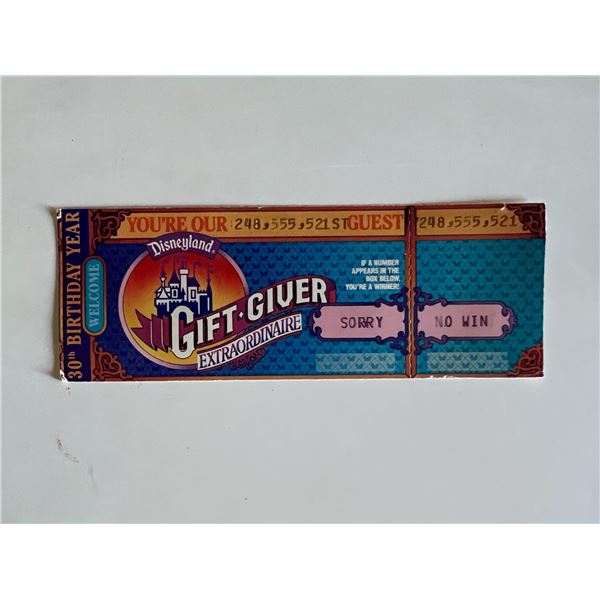 Disneyland admissions ticket- 1985