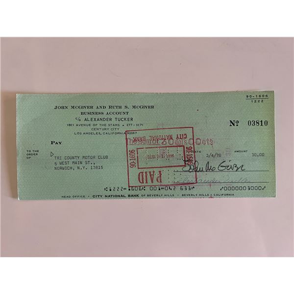John McGivern signed check