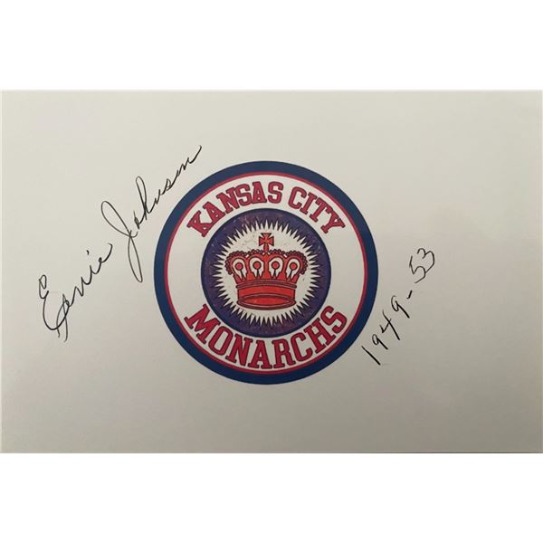 KC Monarchs Baseball legend Ernie Johnson signed card