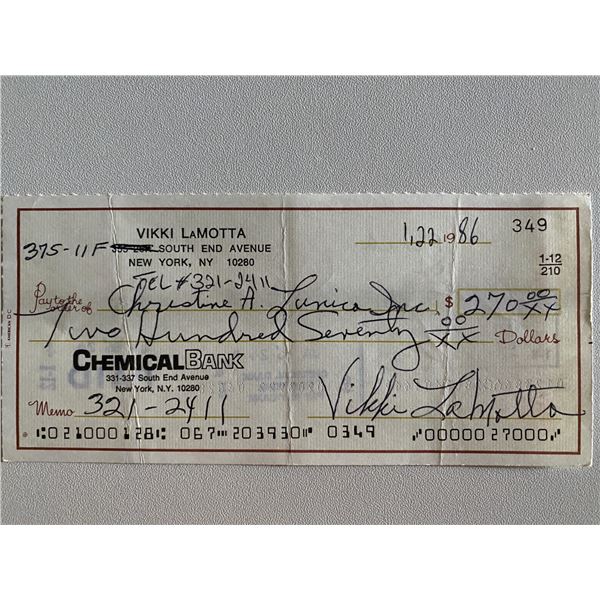 Vikki LaMotta signed check