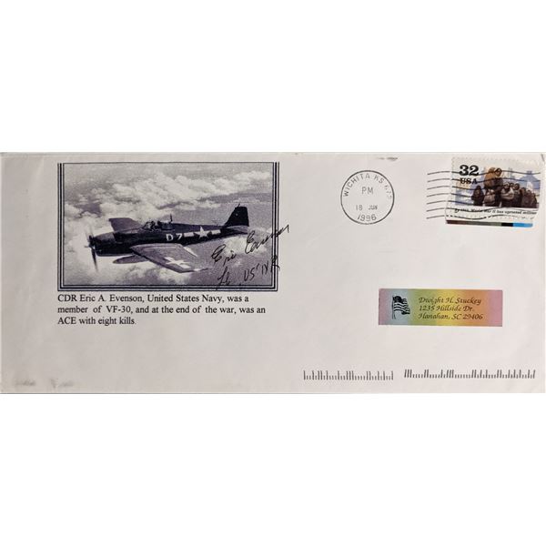 WWII US Navy Cdr Eric Evenson signed cover 1996