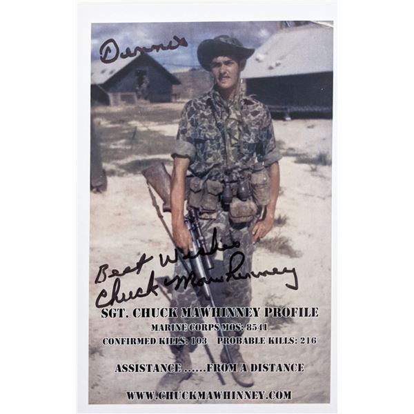 Highest Kills Sniper Charles Benjamin Mawhinney signed photo