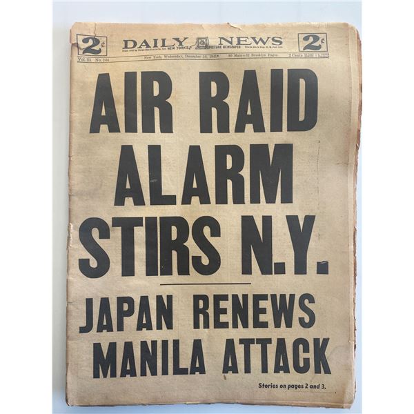 New York Daily News Original 1941 Vintage Newspaper