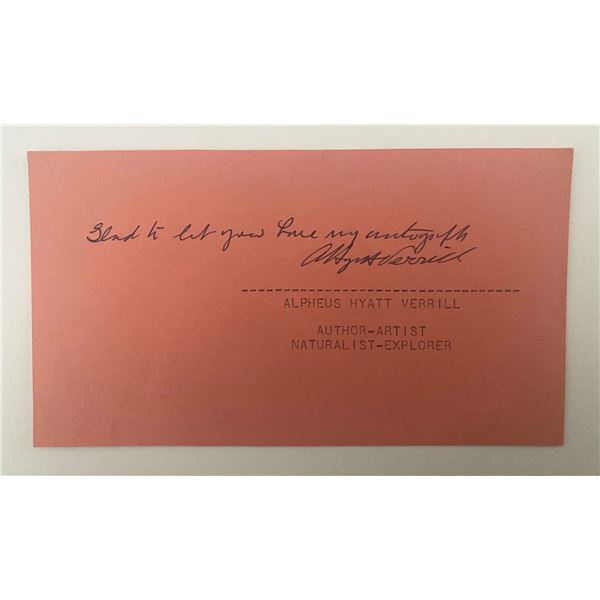 Alpheus Hyatt Verrill original signature
