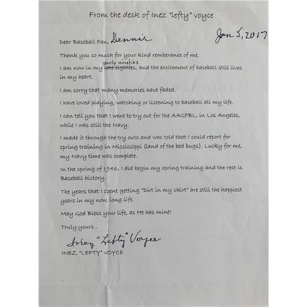 Inez Voyce Signed Note