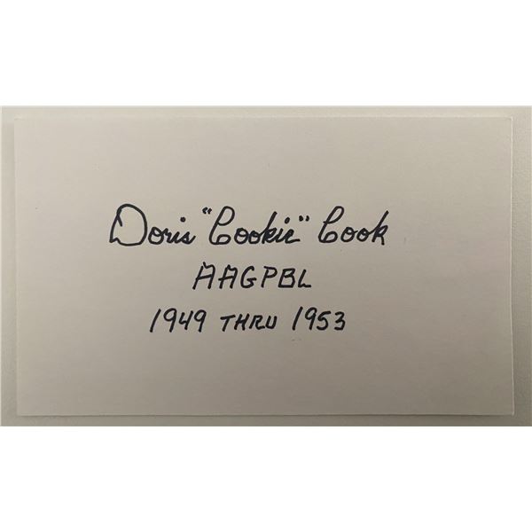 All American Baseball Player Doris Cook signed note