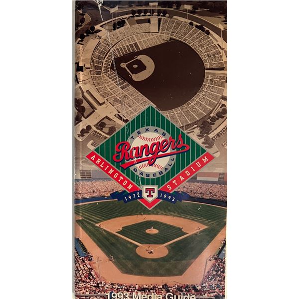 1993 Texas Rangers media guide. 4x9 inches