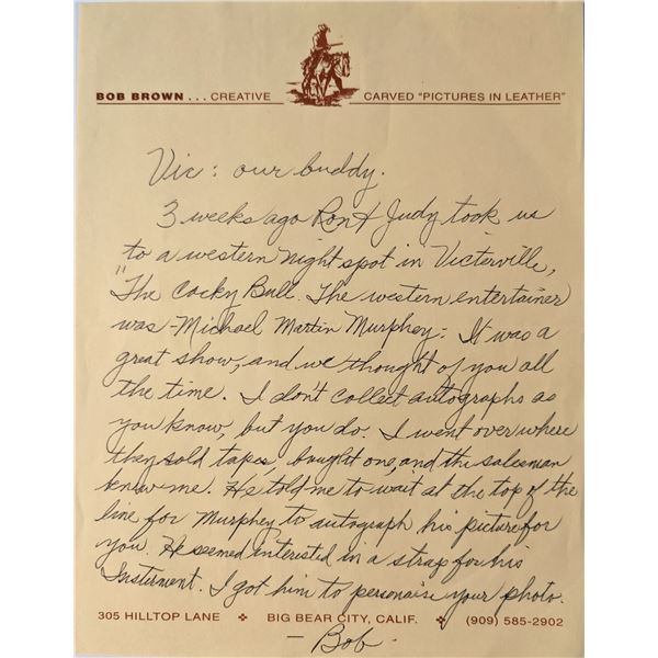 Bob Brown signed letter