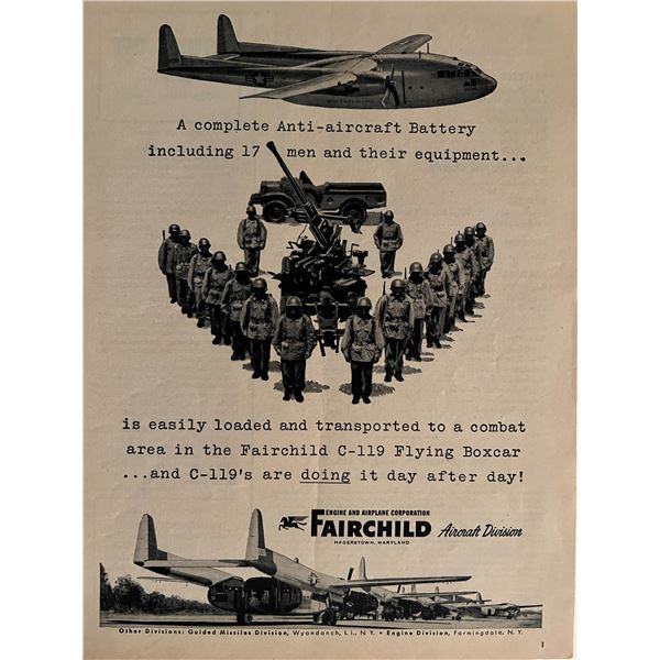 Fairchild Aircraft advertisement. 9x11 inches