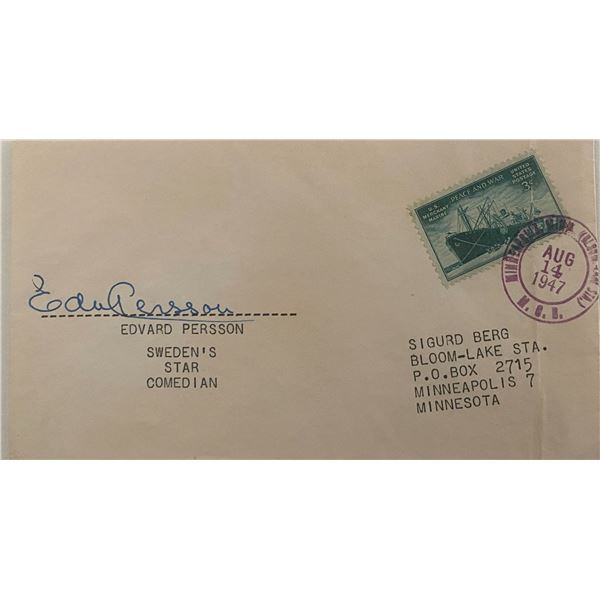 Swedish actor Edvard Persson  signed 1947 cover