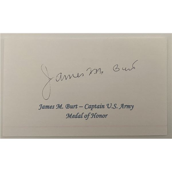 WWII U.S. Army Captain James M. Burt Medal of Honor Original Signature