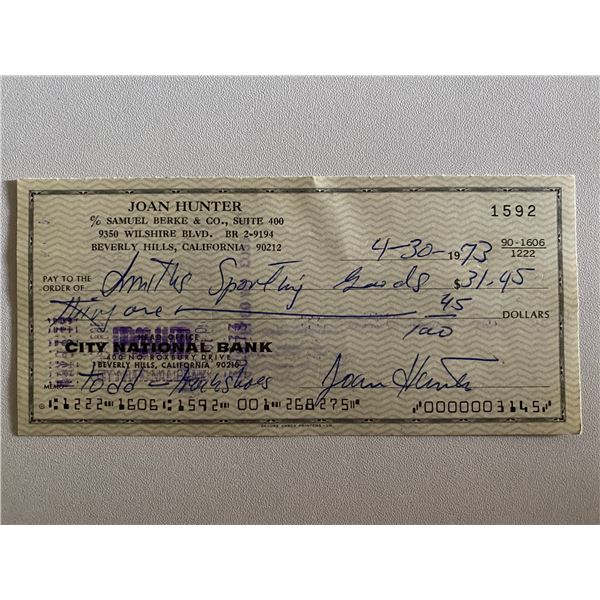 Joan Hunter signed check