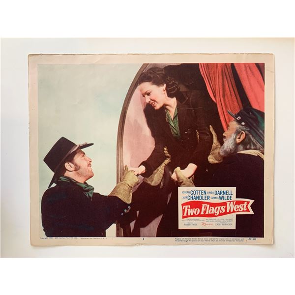 Two Flags West original 1950 vintage lobby card