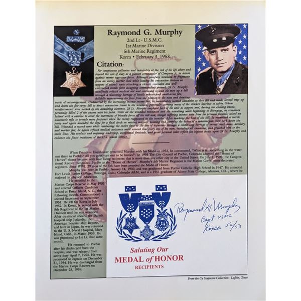 Medal Of Honor Recipient Raymond G Murphy signed citation