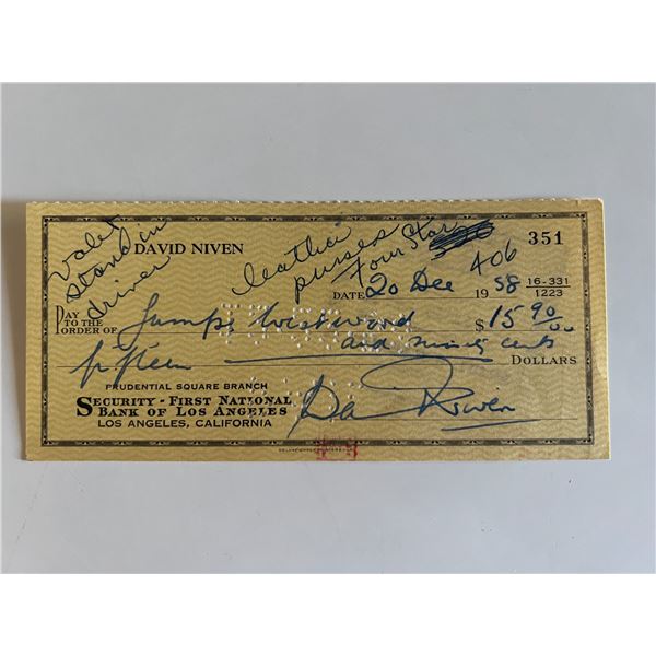 David Niven signed check
