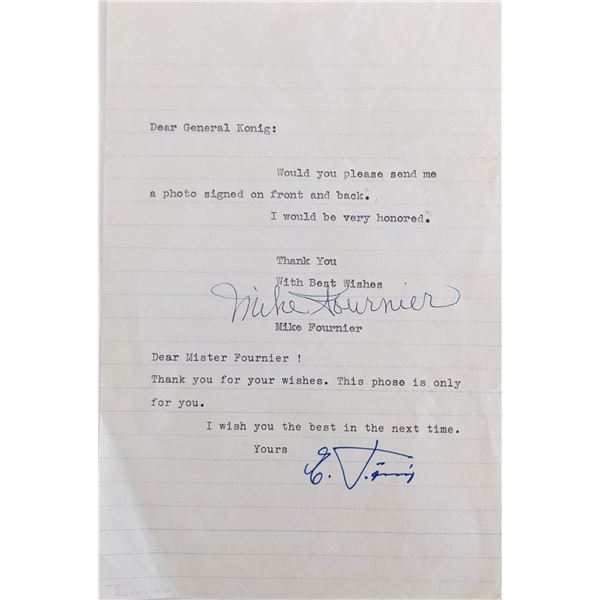 General Konig, Mike Fournier signed letter