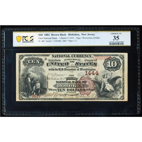 1882 $10 Hoboken NJ National PCGS 35