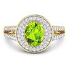 Image 3 : 14KT Yellow Gold 1.05ctw Peridot and Diamond Ring