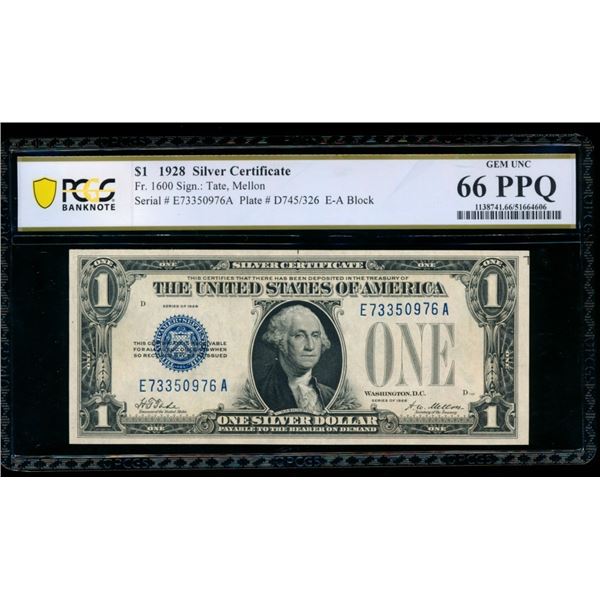 1928 $1 Silver Certificate PCGS 66PPQ