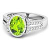 Image 2 : 14KT White Gold 1.6ctw Peridot and Diamond Ring