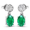Image 2 : 14KT White Gold 1.12ctw Zambian Emerald and Diamond Earrings