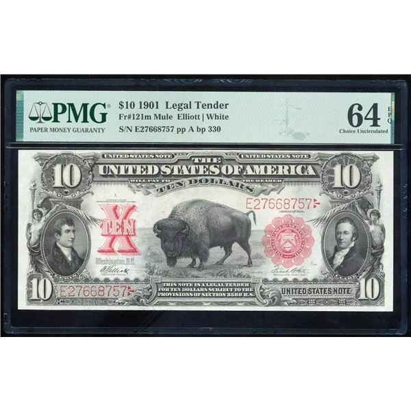 1901 $10 Bison Legal Tender Note PMG 64EPQ