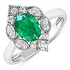Image 1 : 14KT White Gold 1ctw Zambian Emerald and Diamond Ring