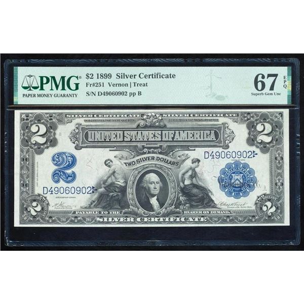 1899 $2 Mini Porthole Silver Certificate PMG 67EPQ
