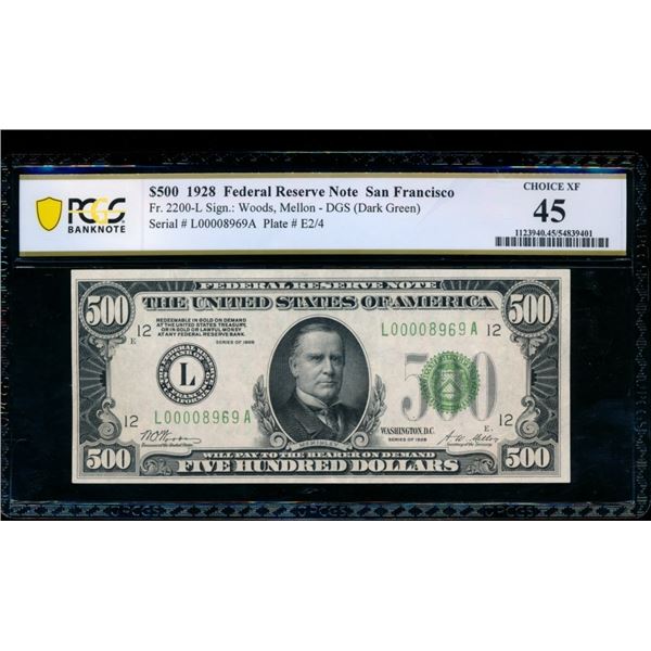 1928 $500 San Francisco FRN PCGS 45