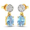 Image 2 : 14KT Yellow Gold 1.02ctw Aquamarine and Diamond Earrings