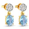 Image 3 : 14KT Yellow Gold 1.02ctw Aquamarine and Diamond Earrings