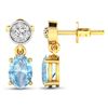 Image 4 : 14KT Yellow Gold 1.02ctw Aquamarine and Diamond Earrings