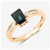 Image 2 : 14KT Yellow Gold 1.19ctw Green Tourmaline and White Diamond Ring