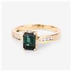 Image 3 : 14KT Yellow Gold 1.19ctw Green Tourmaline and White Diamond Ring