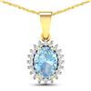 Image 1 : 14KT Yellow Gold 1.05ctw Aquamarine and Diamond Pendant