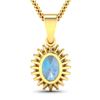 Image 3 : 14KT Yellow Gold 1.05ctw Aquamarine and Diamond Pendant