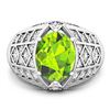 Image 3 : 14KT White Gold 2.3ctw Peridot and Diamond Ring
